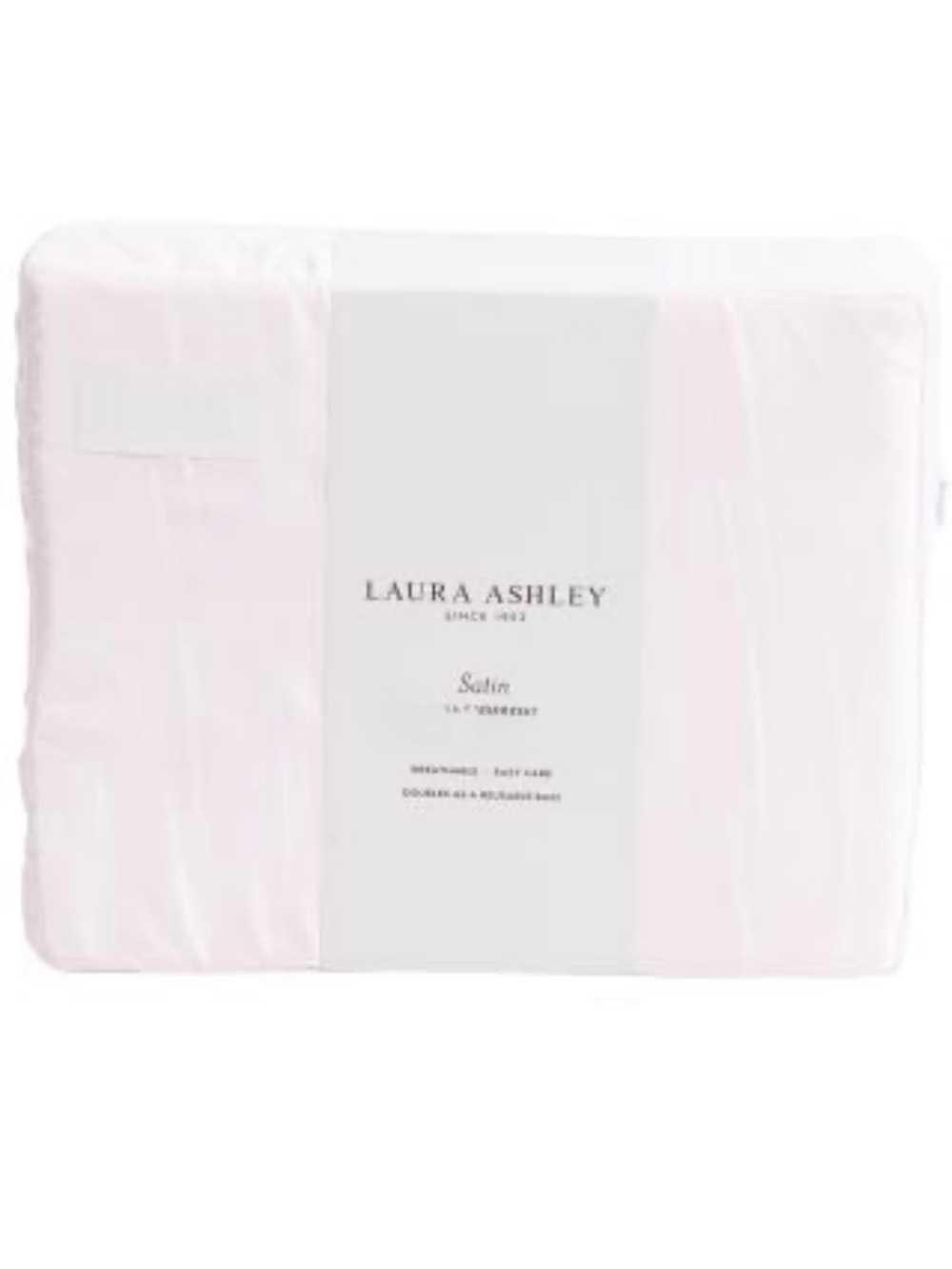 Satin Bliss Pale PINK Laura Ashley Twin Sheet Set - BONUS Storage Bag NWT